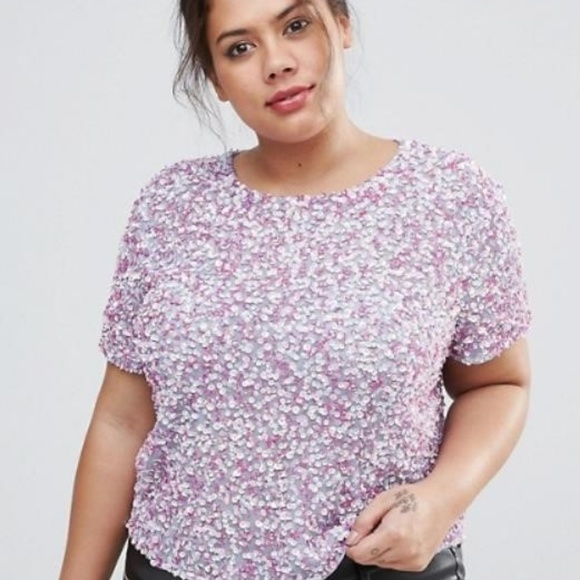asos pink sequin top